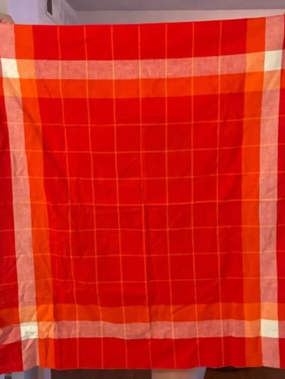 Vintage Finlayson cotton tablecloth, small, red plaid